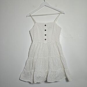 White Sundress with Eyelet And Button Detail